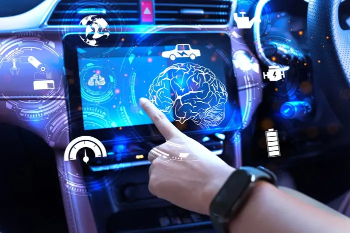 Drone and autonomous van delivering packages with AI-powered navigation