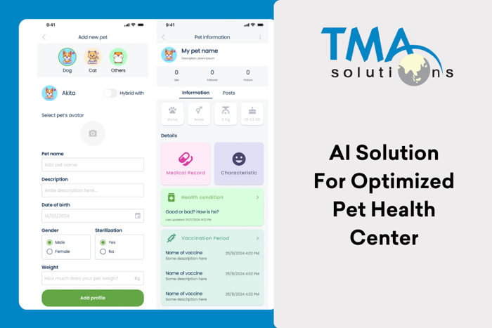 Effortlessly manage pet profiles, health, and tasks with TMA’s app TMA Solutions’ healthcare application