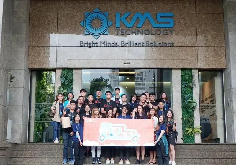 The young and passionate team at KMS Technology during a community engagement activity.